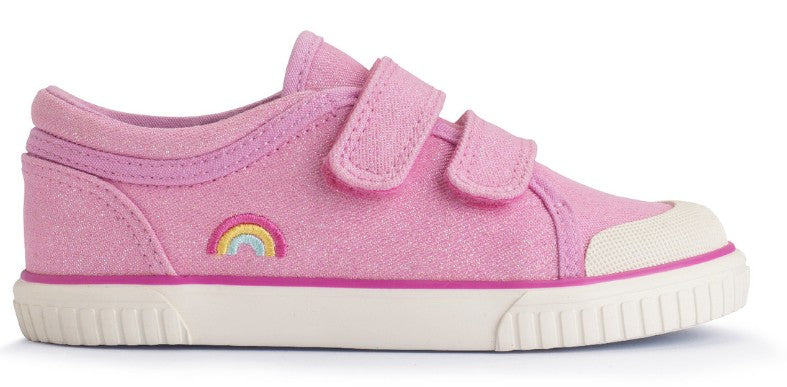 Sandy Beach Pink Glitter Rainbow Canvas