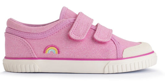 Sandy Beach Pink Glitter Rainbow Canvas